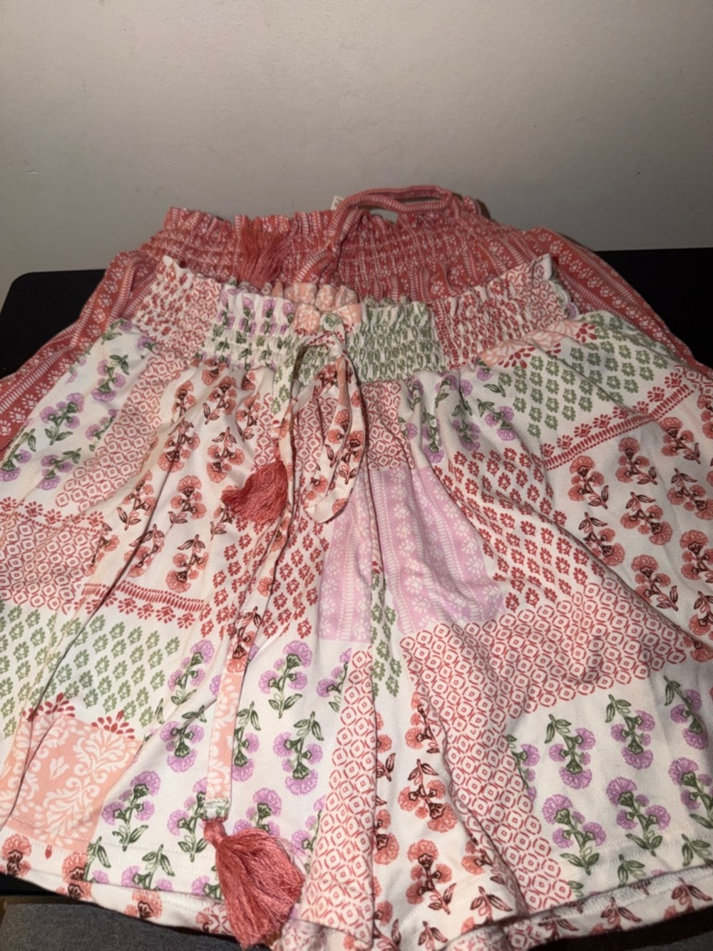 Laura Ashley Pink Multi Floral Patchwork Smocked Mini Skirt 2 pack